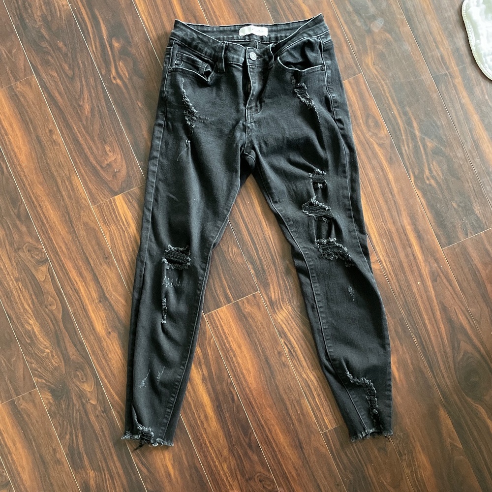 Black denim ripped jeans